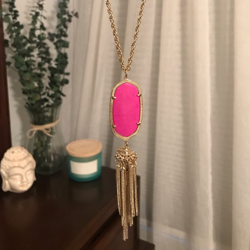 Long Pink Kendra Scott Tassel Rayne Necklace Gold